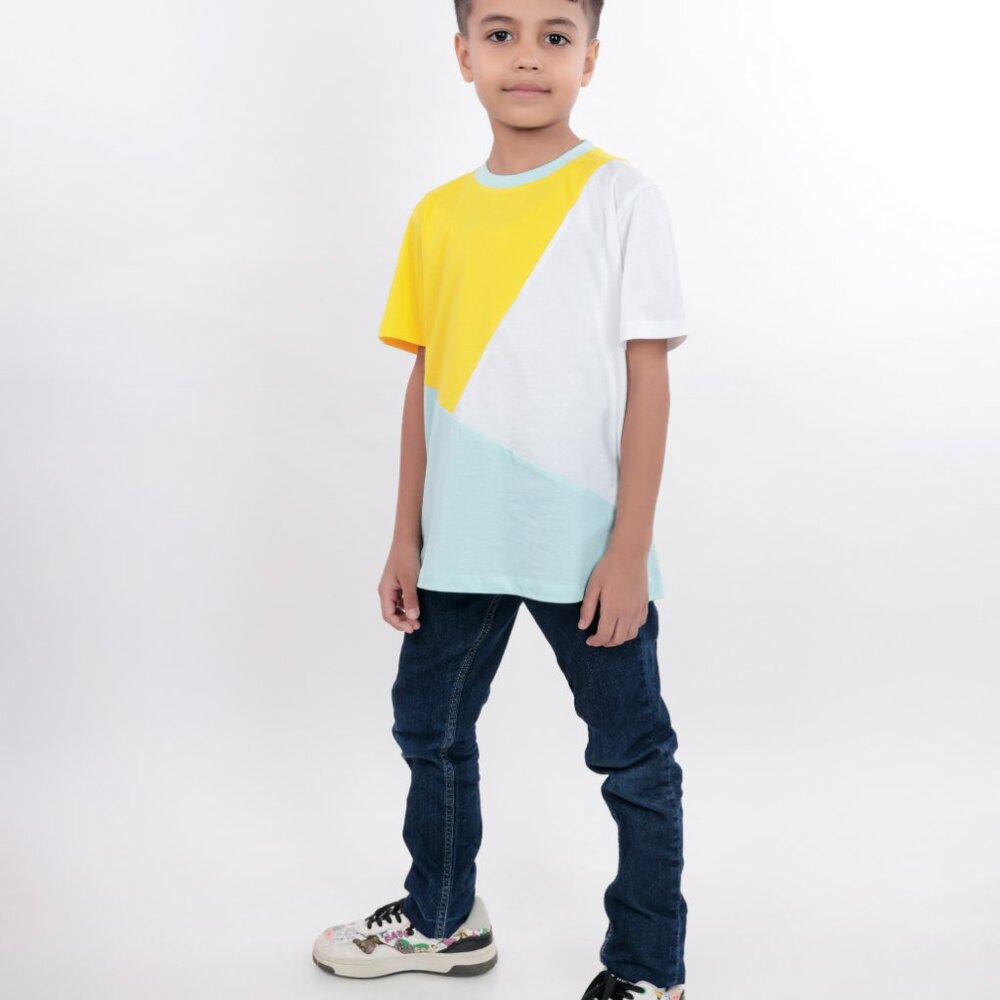 NEW Unisex Kids Colorblock T Shirt - Boy/Girl 100% Pure Cotton